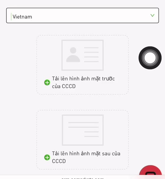 Màn tải ảnh mặt trước và mặt sau của CCCD