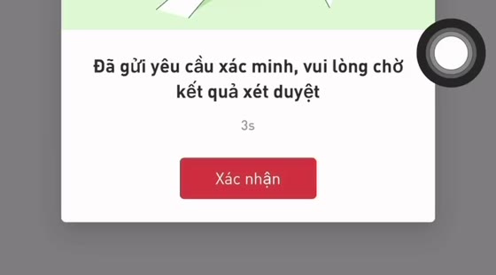 Thông báo đã gửi yêu cầu xác minh, chờ xét duyệt